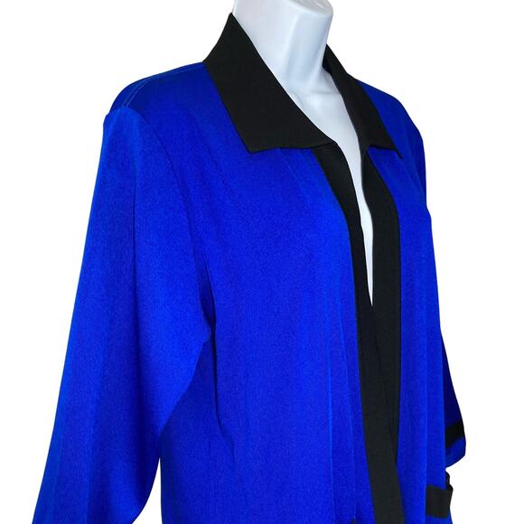 Exclusively Misook Medium Colorblock Royal Blue Jacket With Black Trim Pockets M - Picture 14 of 16